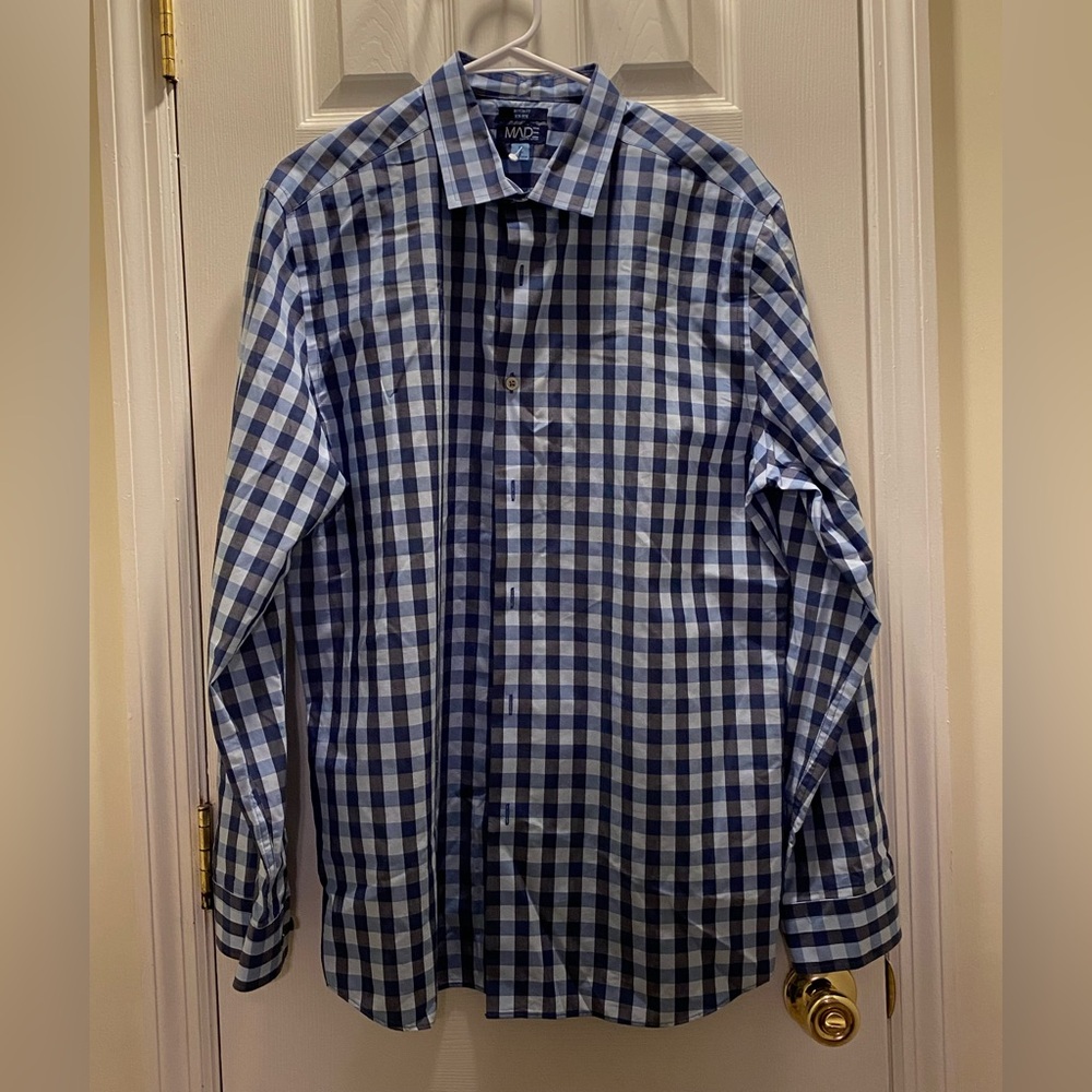Made Cam Newton Men's Blue Checkered Shirt